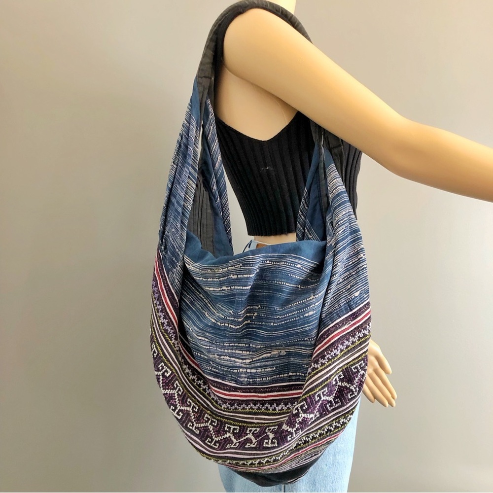 Vintage Multicolored Boho Hippie Festival Baggy Slouchy Roomy Shoulder Bag - Picture 11 of 13